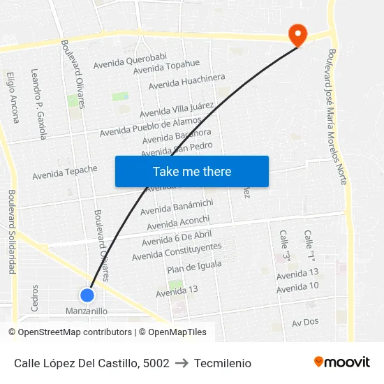 Calle López Del Castillo, 5002 to Tecmilenio map