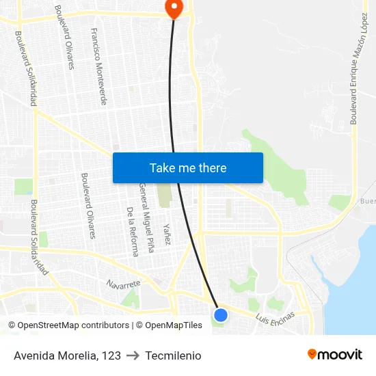 Avenida Morelia, 123 to Tecmilenio map