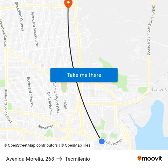 Avenida Morelia, 268 to Tecmilenio map