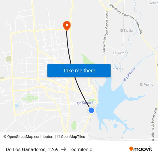 De Los Ganaderos, 1269 to Tecmilenio map