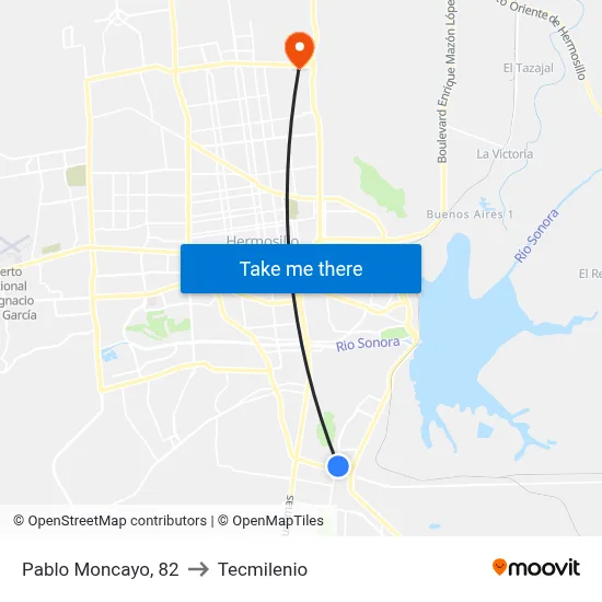 Pablo Moncayo, 82 to Tecmilenio map