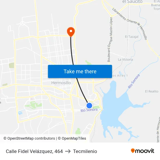 Calle Fidel Velázquez, 464 to Tecmilenio map