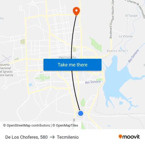 De Los Choferes, 580 to Tecmilenio map