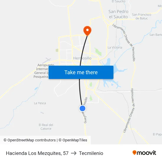 Hacienda Los Mezquites, 57 to Tecmilenio map