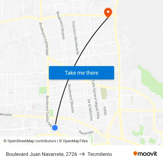 Boulevard Juan Navarrete, 2726 to Tecmilenio map
