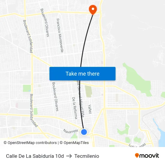 Calle De La Sabiduría 10d to Tecmilenio map