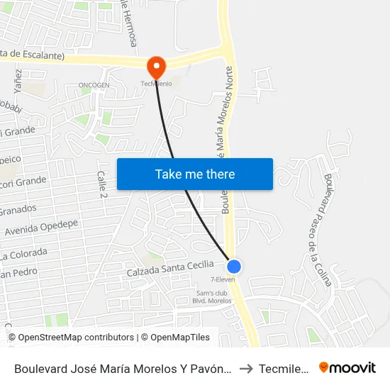 Boulevard José María Morelos Y Pavón, 717 to Tecmilenio map