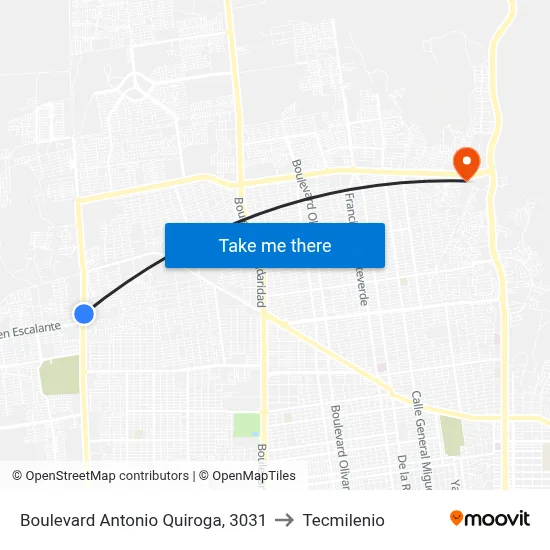 Boulevard Antonio Quiroga, 3031 to Tecmilenio map