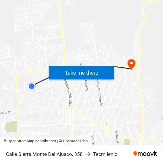 Calle Sierra Monte Del Ajusco, 358 to Tecmilenio map
