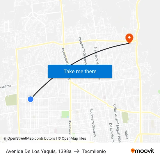 Avenida De Los Yaquis, 1398a to Tecmilenio map