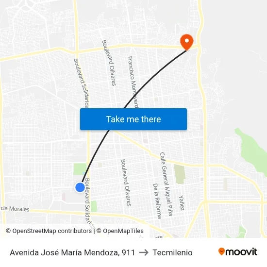 Avenida José María Mendoza, 911 to Tecmilenio map