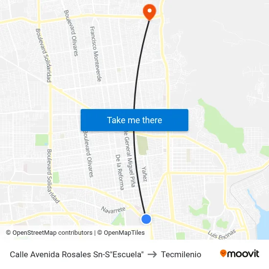 Calle Avenida Rosales Sn-S"Escuela" to Tecmilenio map