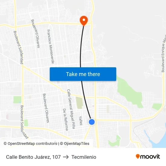 Calle Benito Juárez, 107 to Tecmilenio map