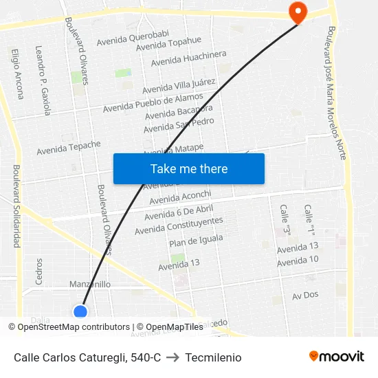 Calle Carlos Caturegli, 540-C to Tecmilenio map