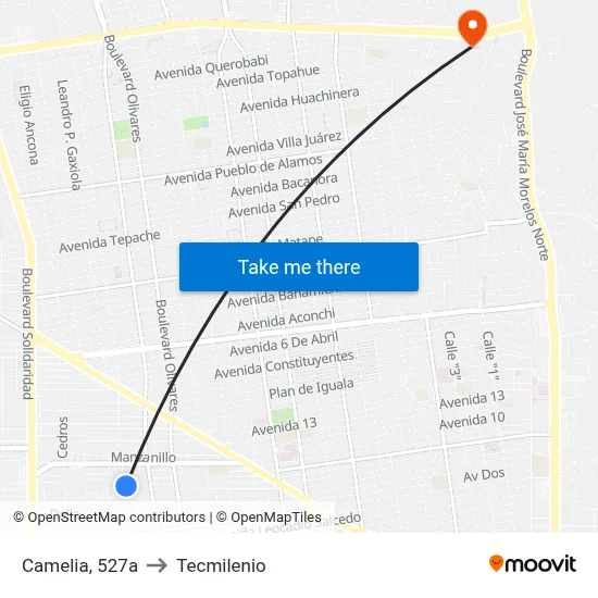 Camelia, 527a to Tecmilenio map