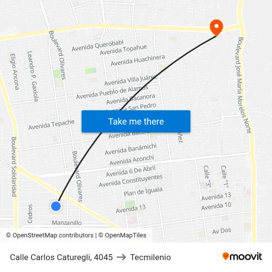Calle Carlos Caturegli, 4045 to Tecmilenio map