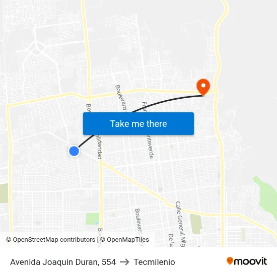 Avenida Joaquin Duran, 554 to Tecmilenio map