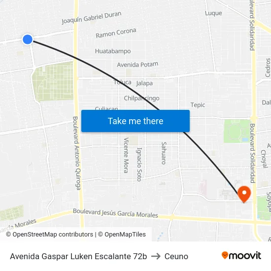Avenida Gaspar Luken Escalante 72b to Ceuno map