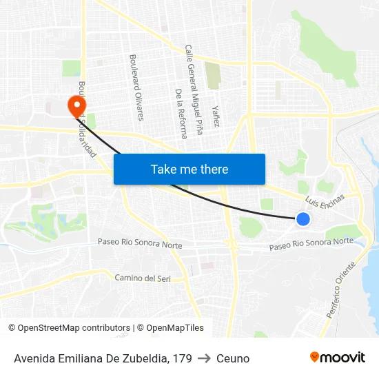 Avenida Emiliana De Zubeldia, 179 to Ceuno map