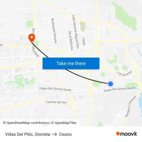 Villas Del Pitic, Glorieta to Ceuno map
