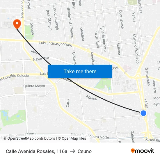 Calle Avenida Rosales, 116a to Ceuno map