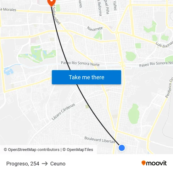 Progreso, 254 to Ceuno map