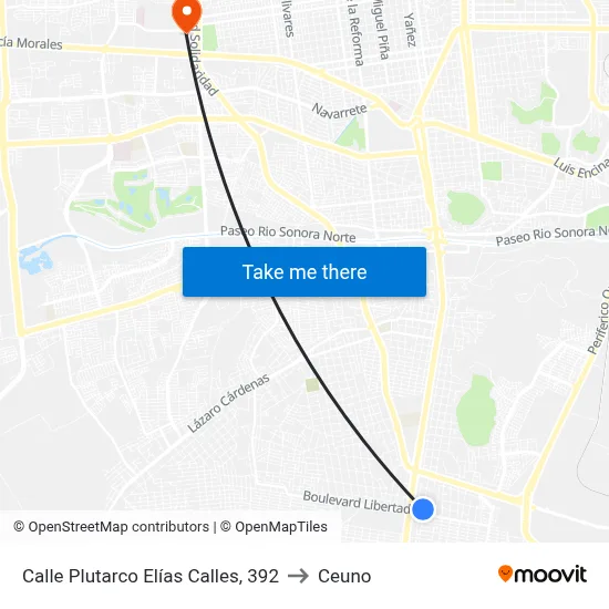 Calle Plutarco Elías Calles, 392 to Ceuno map