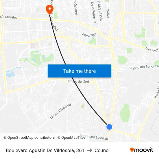 Boulevard Agustín De Vildósola, 361 to Ceuno map