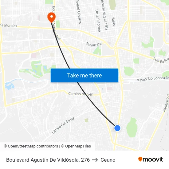Boulevard Agustín De Vildósola, 276 to Ceuno map