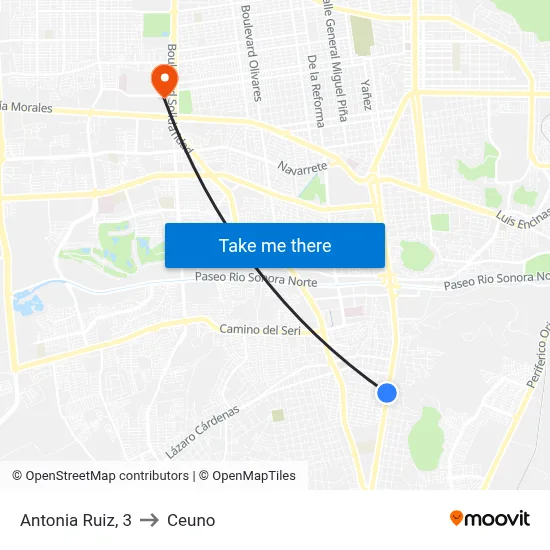 Antonia Ruiz, 3 to Ceuno map