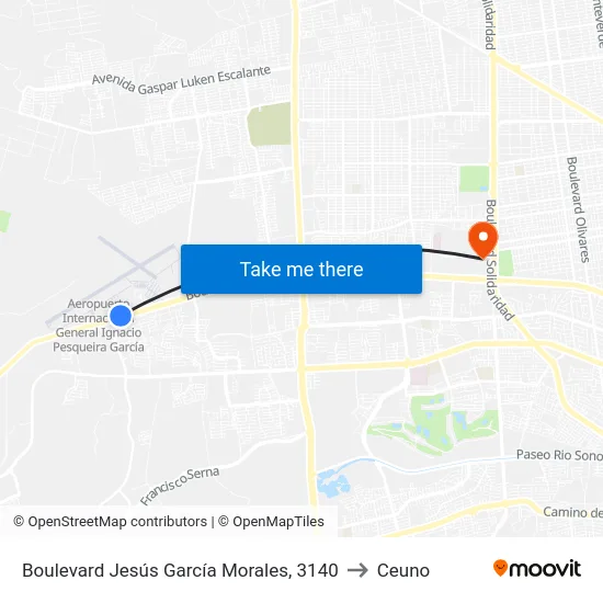 Boulevard Jesús García Morales, 3140 to Ceuno map