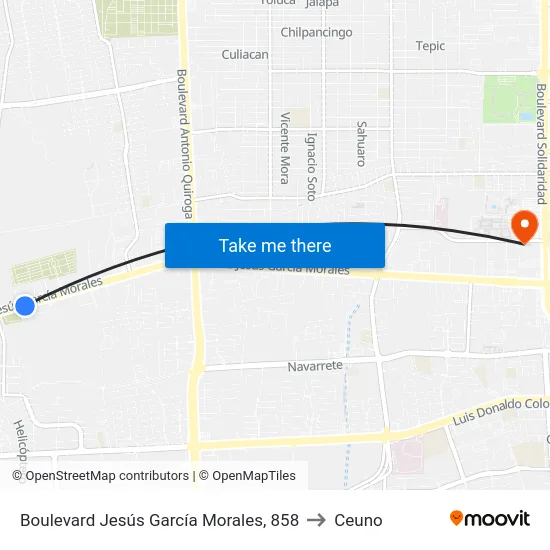 Boulevard Jesús García Morales, 858 to Ceuno map