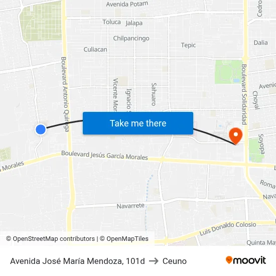 Avenida José María Mendoza, 101d to Ceuno map