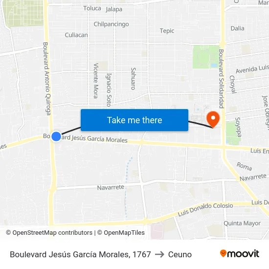 Boulevard Jesús García Morales, 1767 to Ceuno map