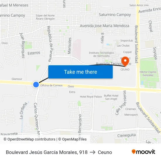 Boulevard Jesús García Morales, 918 to Ceuno map