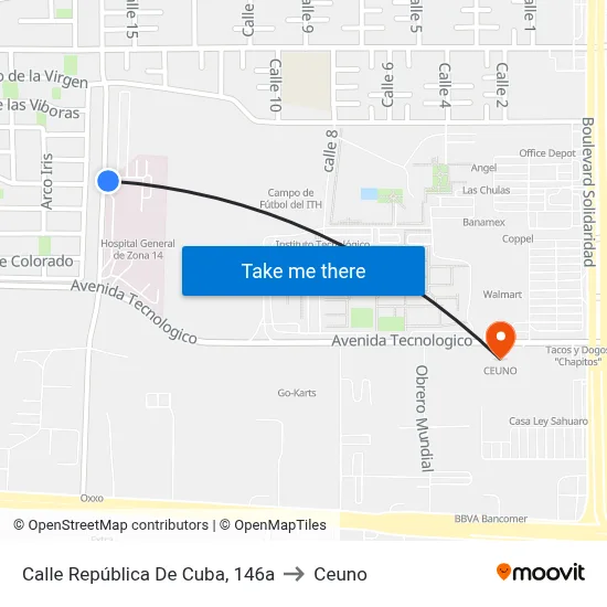 Calle República De Cuba, 146a to Ceuno map