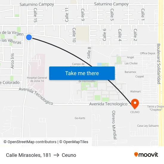Calle Mirasoles, 181 to Ceuno map