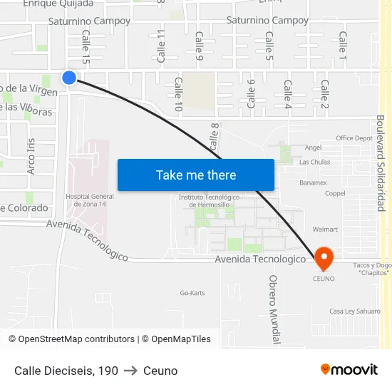 Calle Dieciseis, 190 to Ceuno map