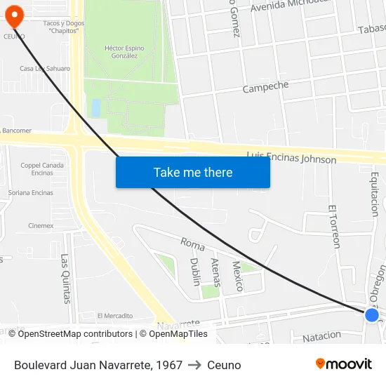 Boulevard Juan Navarrete, 1967 to Ceuno map