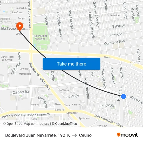 Boulevard Juan Navarrete, 192_K to Ceuno map