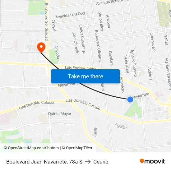 Boulevard Juan Navarrete, 78a-S to Ceuno map