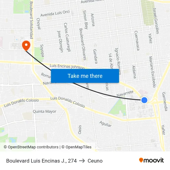 Boulevard Luis Encinas J., 274 to Ceuno map