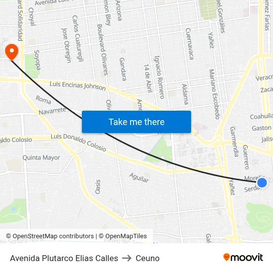 Avenida Plutarco Elias Calles to Ceuno map