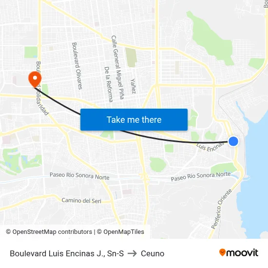 Boulevard Luis Encinas J., Sn-S to Ceuno map