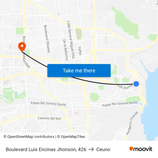 Boulevard Luis Encinas Jhonson, 426 to Ceuno map