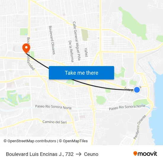 Boulevard Luis Encinas J., 732 to Ceuno map