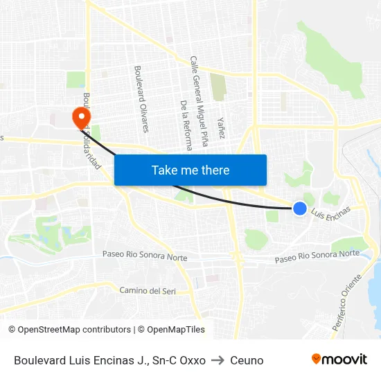 Boulevard Luis Encinas J., Sn-C Oxxo to Ceuno map