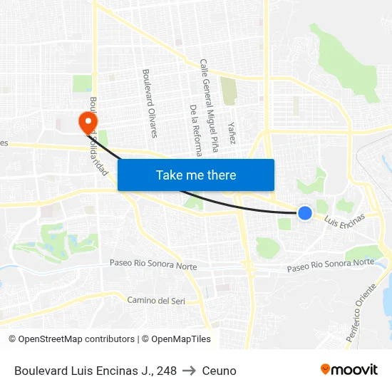 Boulevard Luis Encinas J., 248 to Ceuno map