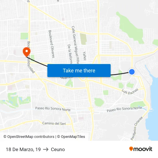 18 De Marzo, 19 to Ceuno map