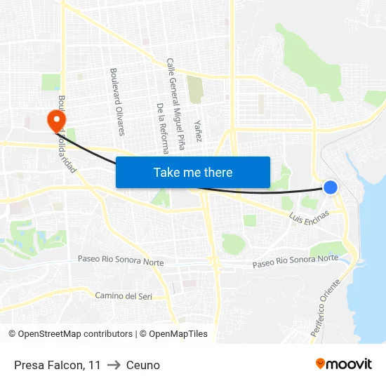 Presa Falcon, 11 to Ceuno map